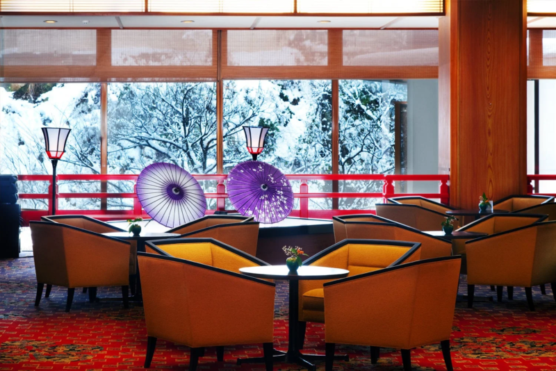 ラウンジ、雪景色