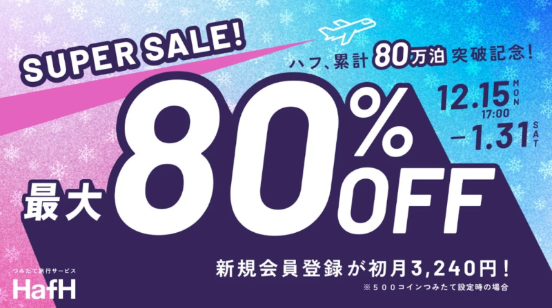 初月最大80%OFFキャンペーン