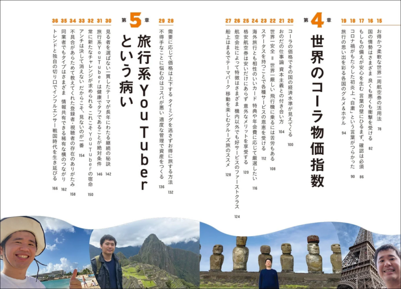 書籍「旅は究極の自己投資」の目次ページ（中盤）
