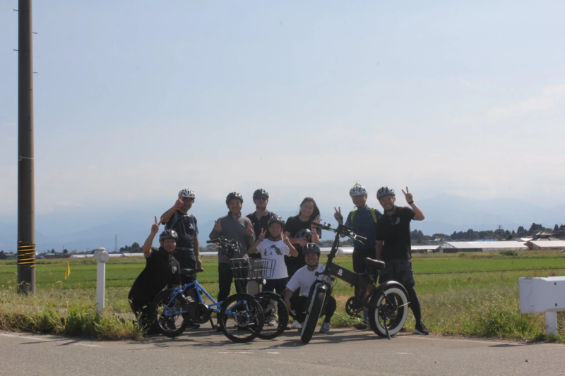 サイクリング中の集合写真