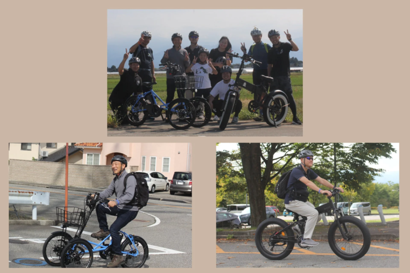 電動自転車に乗る人々