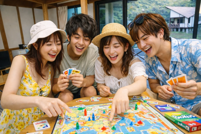 ボードゲームを楽しむ学生たち