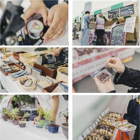 市場や屋台の様子