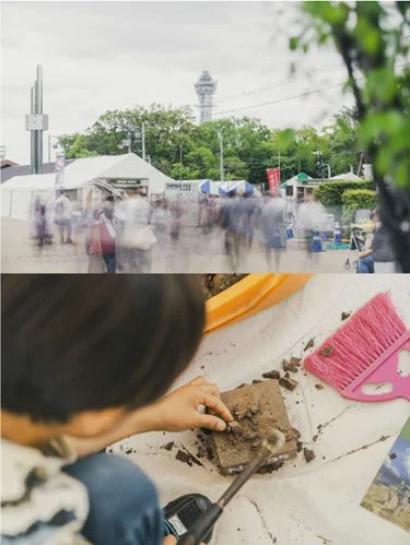発掘体験とイベント風景