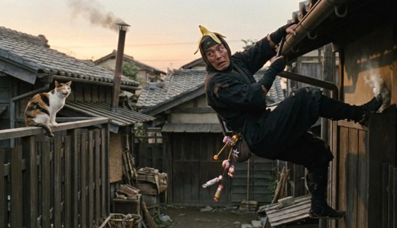 コミカルな忍者と猫