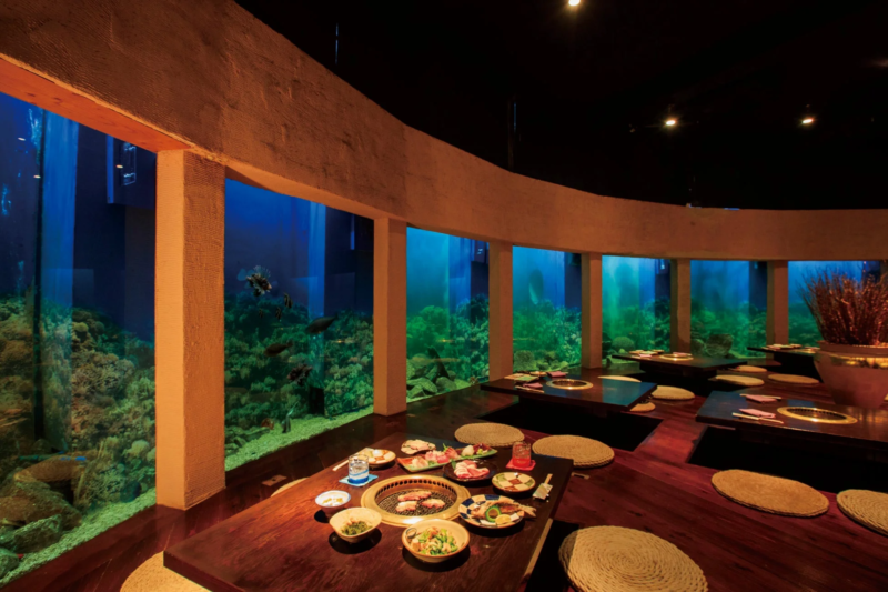 水槽のあるレストラン