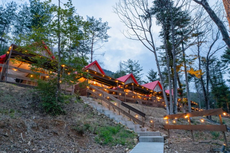 グランピングテントの夜景