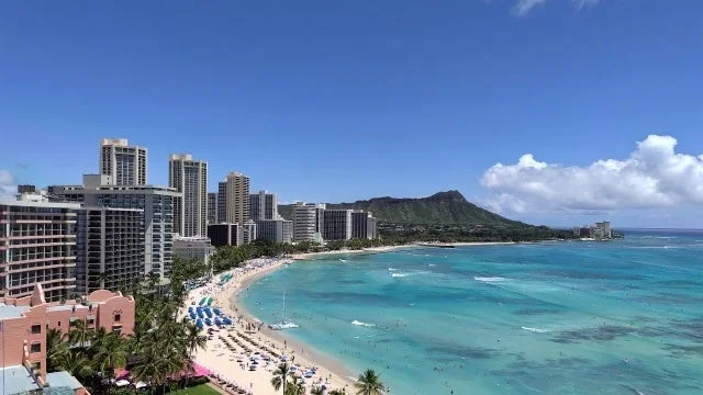 ハワイのワイキキビーチの広大な景色