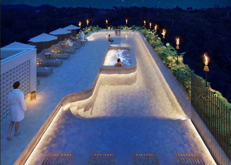 夜のインフィニティプール