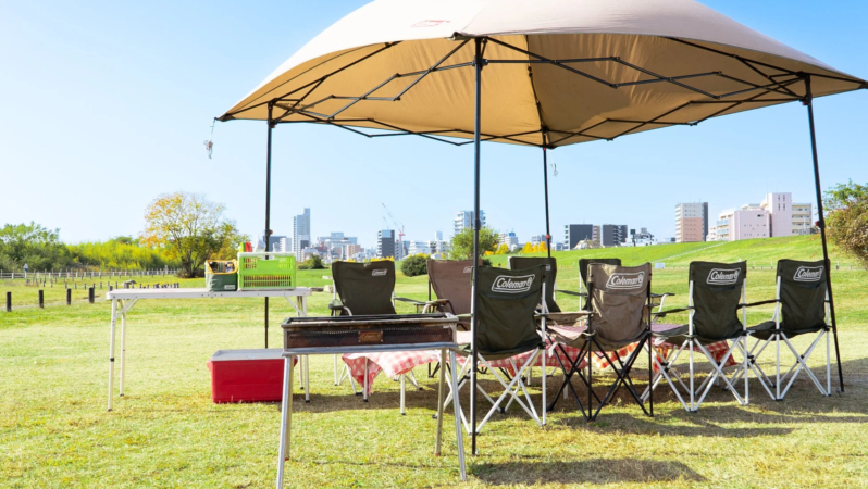 Coleman製品で統一されたBBQの様子