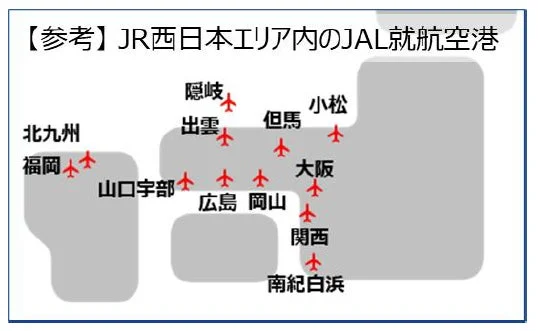 JR西日本エリア内のJAL就航空港