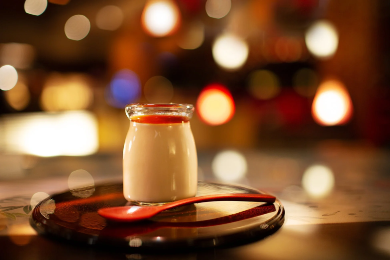 ガラス瓶入りプリン