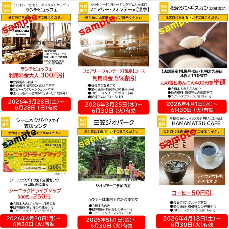 特別優待クーポン例